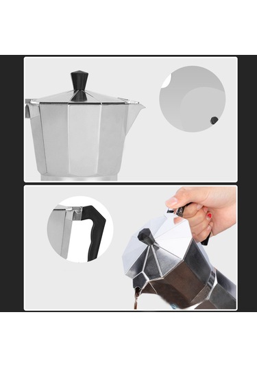 Tenfowee Alüminyum İtalyan Moka Pot, 9 Kupa 450 Ml, Isı Dağıtımı İyi, Lezzetli Kahve, Islanmayan Kollü, Dayanıklı, Ev/ofis Kullanımı Diğer