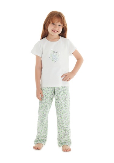 Kız Çocuk Pijama Altı 51826 - Çiçek Baskılı Baskılı