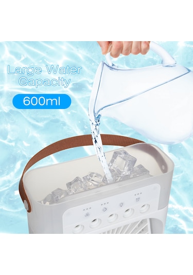 Leezsing Masaüstü Soğuk Hava Fanı Nemlendirici Mini Hava Soğutucu Sis Püskürtücü 3 Ayarlanabilir Rüzgar Hızı Renkli Gece Lambası İle 3 Ayarlanabilir Diğer