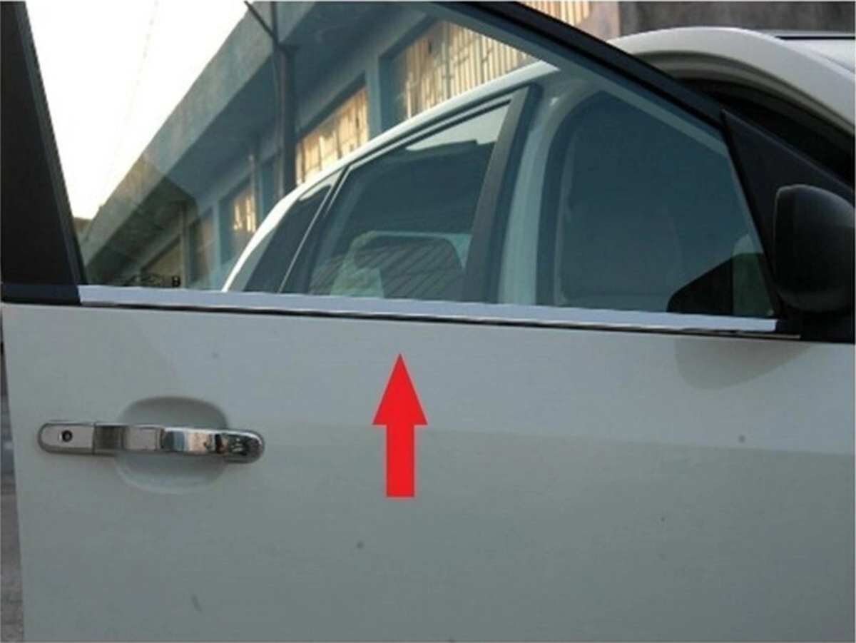 Ueskrom Ford Fiesta 2002-2003-2004-2005-2006-2007-2008 Krom Cam Çıtası 4 Parça Paslanmaz Çelik