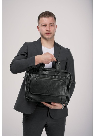 Ççs 71473 Hakiki Deri Evrak Çantası Siyah