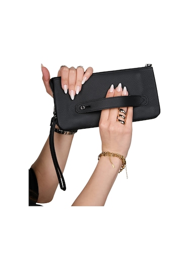 Mft Leather Hakiki Deri Unisex El Çantası Viento 2225 Flother Mat Siyah