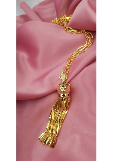 Jaguar Model Altın Tasarım Panter 1. Sınıf Şık Tasarım Çelik Kolye