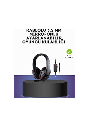 Kırmızı Gaming Headset Mikrofonlu Sağlam Kablolu Konforlu