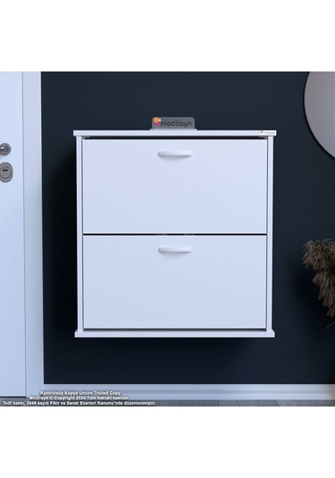 Modilayn Umay Asma Antre 72 X 74 X 25,5 Cm Lik 2 Düşer Kapak 4 Göz Bölmeli Ayakkabılık Beyaz