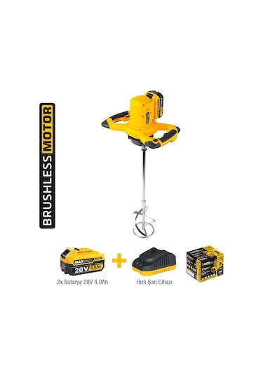 Sgs SGS5440 - 20 Volt 4 Amper Akülü Boya Harç Karıştırıcı Mikser Çift Akülü