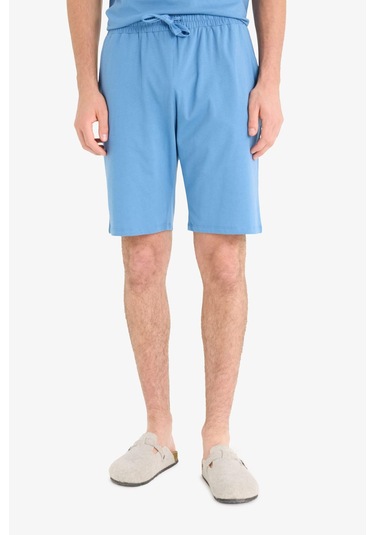 Defacto Pijama Takımı Baskılı Kısa Kollu Üst Şort F6185ax25spbe88 Mavi