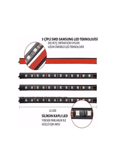 Eraks Car Accesorıes Ayak Altı Sese Duyarlı Usb Girişli 12 Led