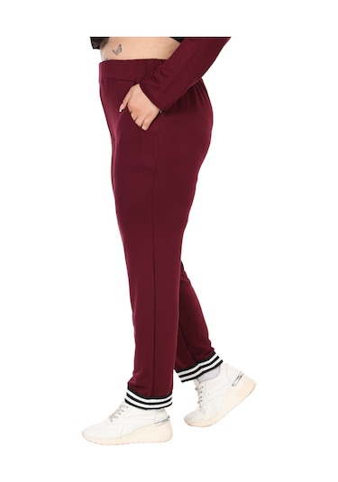 Melsay Butik Bordo V Yaka Yakası Şerit Detaylı Eşofman Takımı Bordo