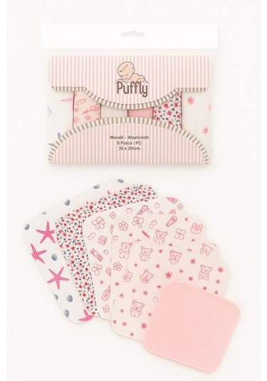 Yumuşacık 6 Lı %100 Pamuk Bebek Mendil Seti 30x30 Cm Günlük Kullanıma Uygun Pembe