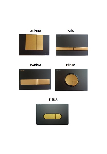 VİSAM SİYAH GOLD BASMA BUTONU PANELİ Altın - Siyah