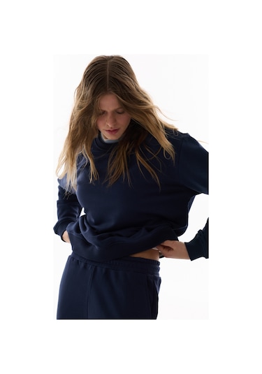 Penti Lacivert Bisiklet Yaka Regular Kesim Pamuklu Sweatshirt