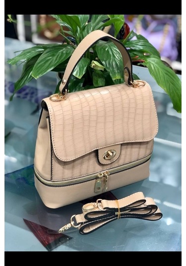 Sentt Damarlı Alttan Fermuarlı Düğmeli Çanta Sarı