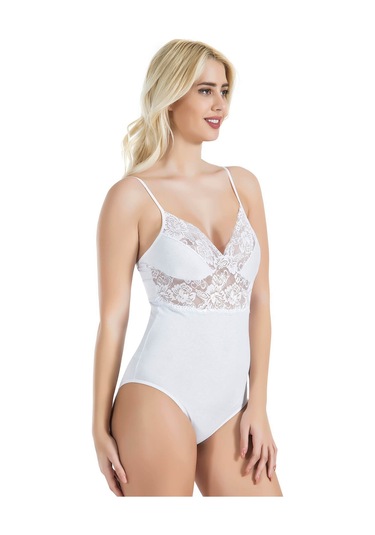 İp Askılı Dantelli Kadın Body 334 Beyaz