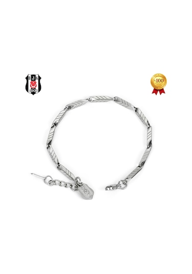 Çizgili Çelik Bileklik Gri