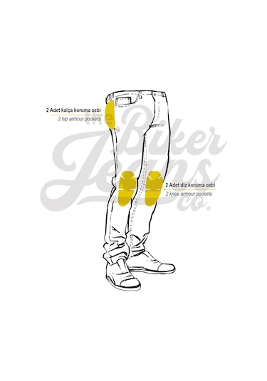 The Biker Jeans Iron Shield Flexi Korumalı Motosiklet Kot Pantolonu