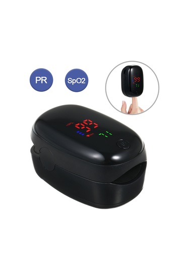 Vkemall Pulse Oksimetre Dijital Parmak Ucu Nabız Oksimetresi Led Ekran Parmak Ucu Oksijen Doygunluğu Art Siyah