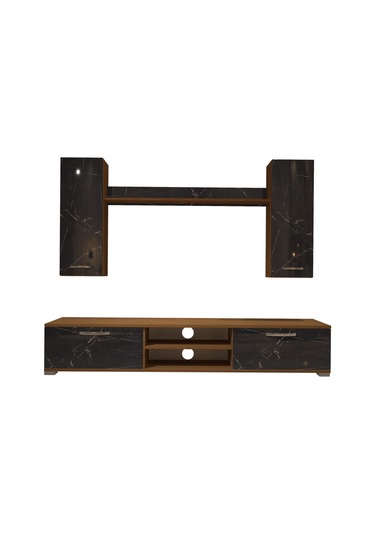 Decoraktiv Eko 7 Mdf Dvd Tv Ünitesi Tv Sehpası Ceviz - Siyah Mermer
