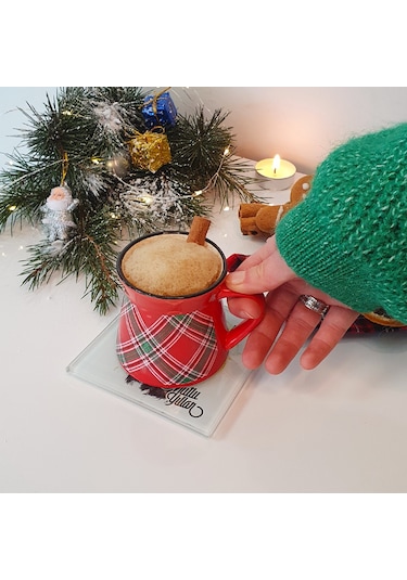 Decorita Cam Bardak Altlığı Mutlu Yıllar Geyik 4'lü Takım 10 x 10 CM Çok Renkli