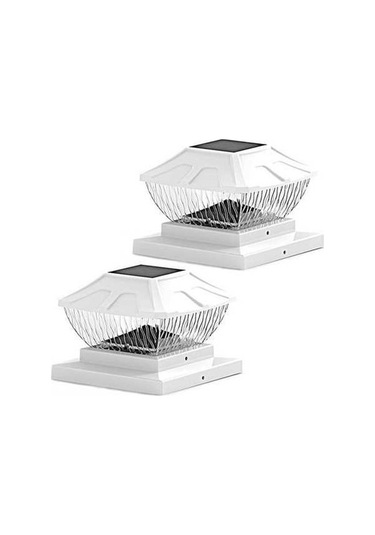 Besthome1 Güneş Enerjili 2'li Kapı Sütunu Işığı - Beyaz Isı/sıcak Işık 600mah Pil, Ip65 Su Geçirmez Beyaz