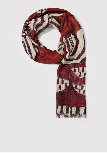 Mavi - Kırmızı Şal 1913439-70456 Kırmızı