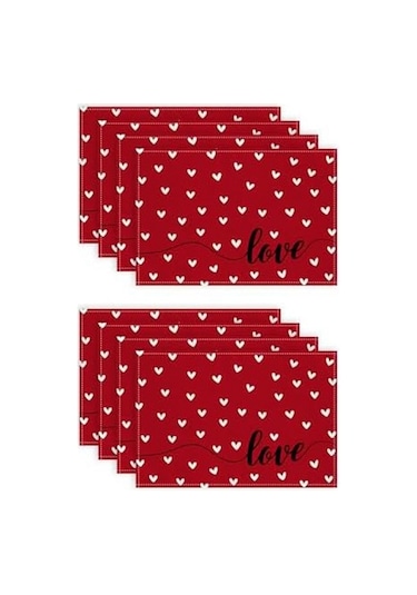 Xiaaokeji Sevgililer Günü Masa Örtüleri, Ev Partileri İçin Mutfak Masa Örtüsü, 8 Adet Diğer