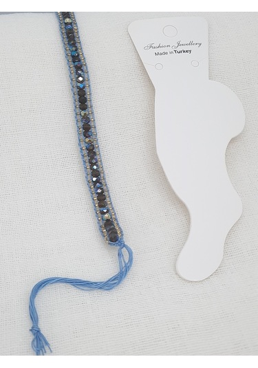 Glamglamour Çekoslavak Kristali Dokuma Kadın Halhal Mavi