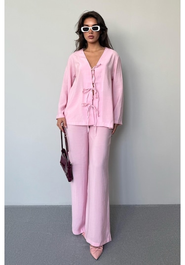Madmext Pembe Önü Bağlamalı Alt Üst Takım Mg2473 Pembe
