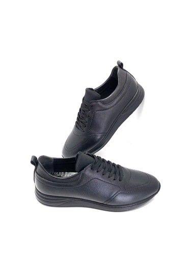 Umut Hakiki Deri Ortopedik Büyük Numara Hafif Yumuşak Erkek Ayakkabı Siyah