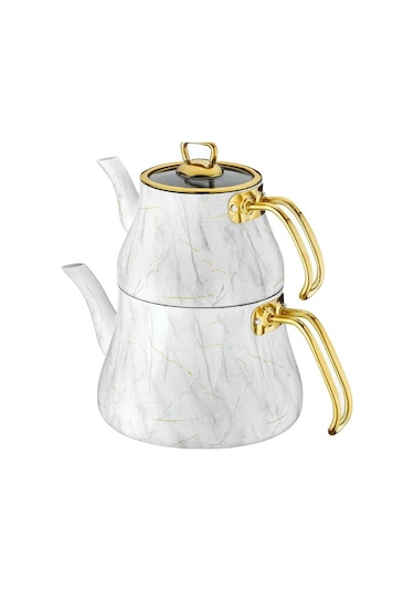 Brioni MBB-02TK Marble Çaydanlık Takımı Beyaz