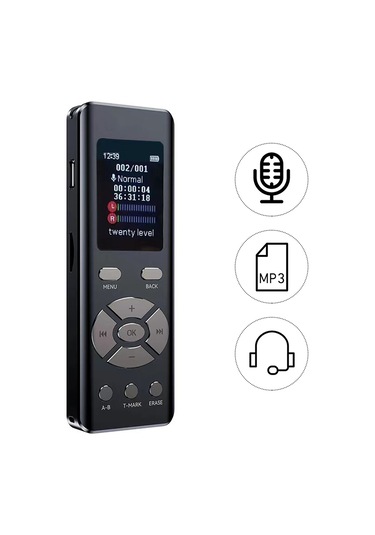 Singree V03 Renkli Ekranlı Yüksek Hassasiyetli Dijital Ses Kaydedici, Mp3 Çalar, 8gb Dahili Hafıza, Usb-c Bağlantı