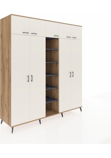 Kronos Dolap 18 Raflı 9 Kapaklı 220x59x243 Çam-aytaşı/antrasit Aytası/antrasıt