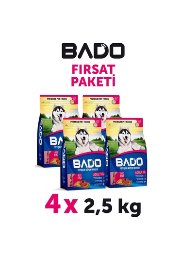 Bado Yetişkin Köpek Maması Etli Biftekli 2,5 Kg 4'lü