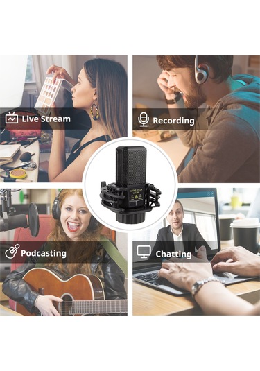 Xindoker Profesyonel Metal Gönüllü Mikrofon, Büyük Zarf, Kalp Formlu Alım, Gürültü Engelleme, Şok Montaj Ve Kablolu, Ses Kaydı İçin Uygun