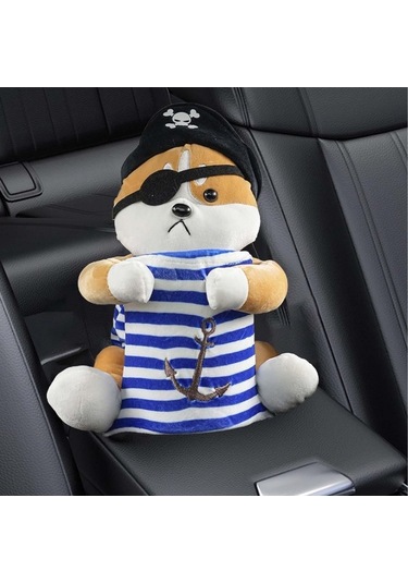 Createtech Turuncu Suntek Sevimli Peluş Köpek Mavi Kutu Evrensel Araba Doku Çöp Diğer