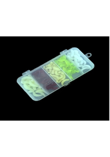 100 Adet 5 Renk - Kutulu - Silikon Balık Yemi Kurtçuk
