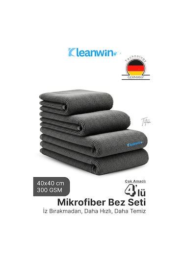Titan Mikrofiber Bez 40x40cm 4 Adet Oto Yıkama Kurulama Bezi Leke Bırakmaz Cam Havlu