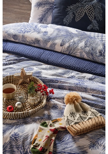 Ranforce Nevresim Takımı Pera Tek Kişilik Lacivert-beyaz