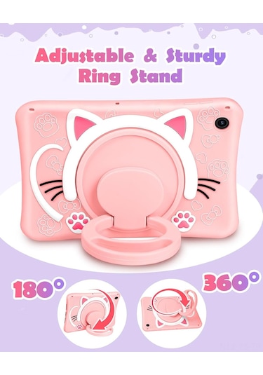 Yunboo Samsung Galaxy Uyumlu Tab A9 Plus 11" İçin Pembe Silikon Kılıf: Döner Tutucu Ve Askı İp'i İle Esnek Koruma