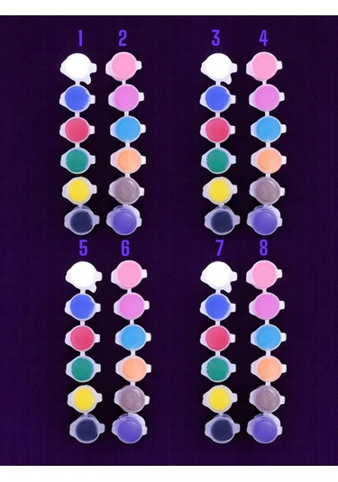 8 Adet 6'lı Akrilik Boyama Seti 12 Farklı Renk 1 Adet 6 Lı Set