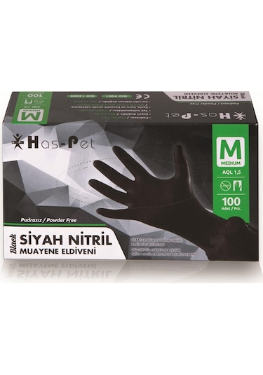 Has-Pet Pudrasız Siyah Nitril Muayene Eldiveni 100'lü
