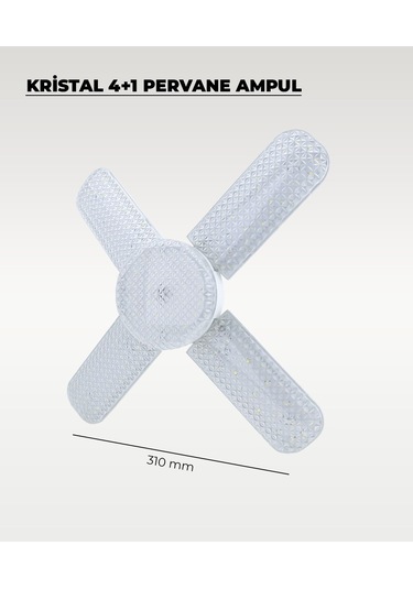 60w Kristal Pervane 4+1 Kanatlı Ampul 6500k Beyaz Işık 1 Adet