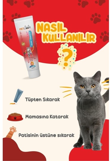 Petlook Kediler İçin Malt + Multi Vitamin Macunu 115 G