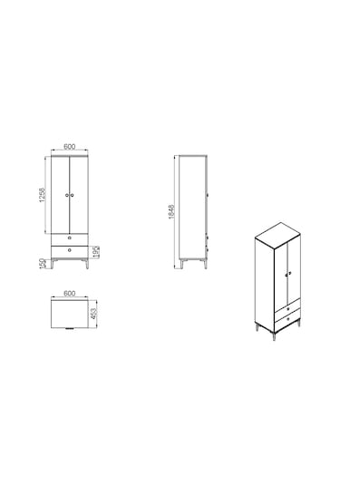 Kalender Dekor Silvia-1 Slv02, 2 Kapaklı, 2 Çekmeceli Gardırop