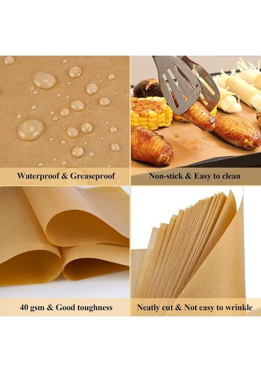 Maoyaya 100 Adet 12x16 Ağarsız Parşömen Kağıdı, Fırın Ve Kurabiye Pişirme İçin, Ahşap Mutfak Malzemeleri Ahşap