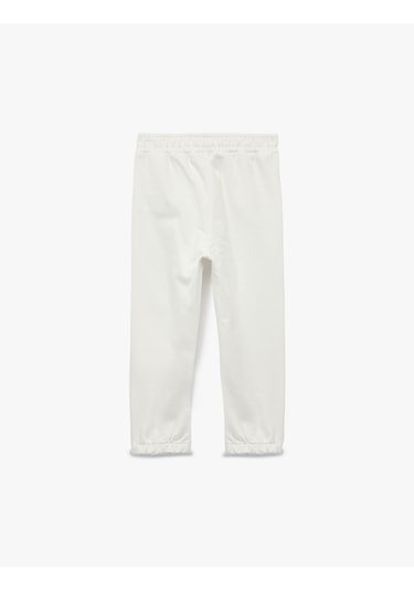 Koton Pamuklu Beli Lastikli Basic Şardonlu Jogger Eşofman Altı Ekru 6wmg40030ak