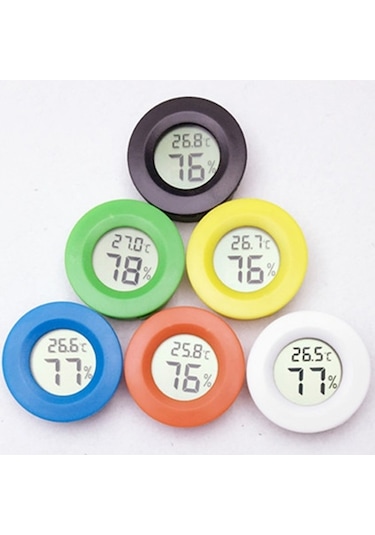 Dijital Yuvarlak Şekilli Sürüngen Kutusu Santigrat Termometre Ve Ekranlı Higrometre Beyaz