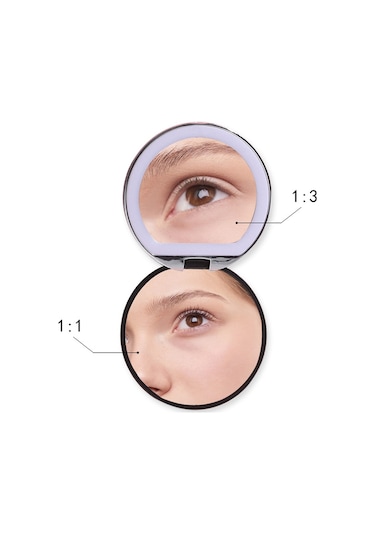 Vkemall 1x/3x Büyüteçli Aydınlatmalı Makyaj Aynası Işık Mini Yuvarlak Taşınabilir Led Ma