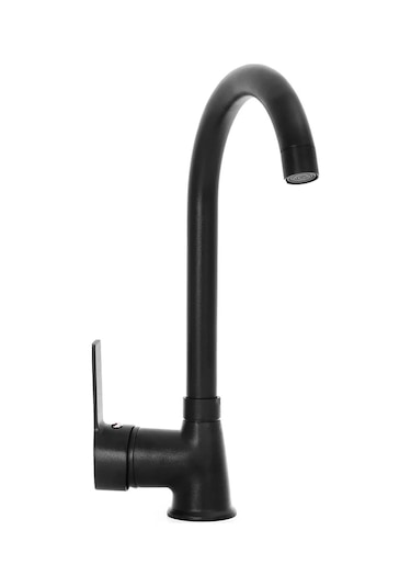 Mat Siyah Delta Mutfak Lavabo Bataryası Aç Kapa Sıcak Soğuk Su Girişli Musluk Siyah