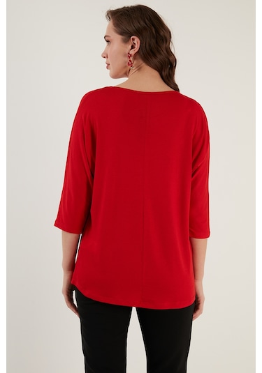 Lela Bisiklet Yaka Truvakar Kol Bayan Bluz 5861416Y Kırmızı